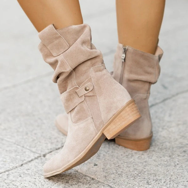 Botines de ante con tacón bajo - Zenvora