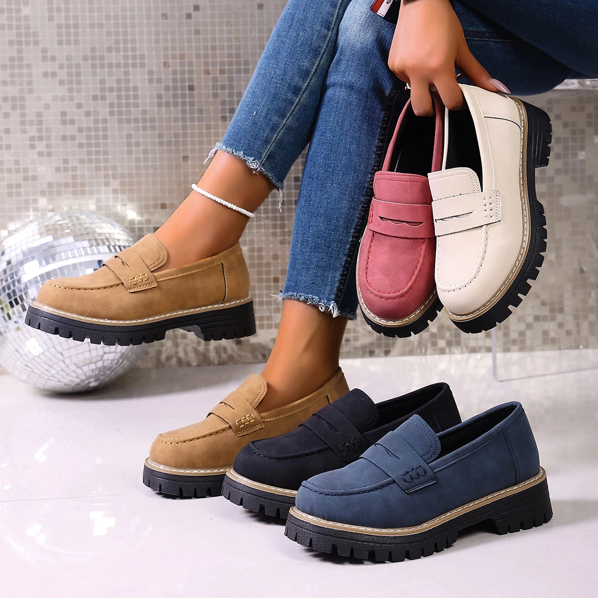 Mocasines de mujer con suela gruesa y punta redonda - vista 6