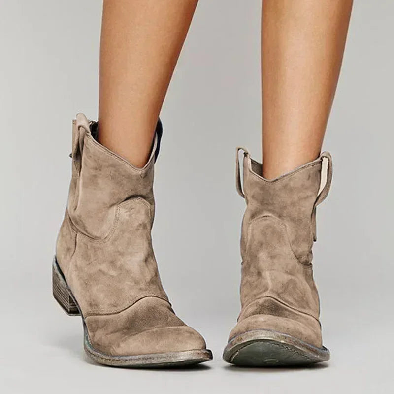 Botines vaqueros vintage de mujer con punta afilada - Zenvora