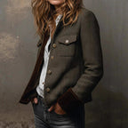 Blazer de mujer verde militar con cuello de solapa - vista 2