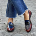 Mocasines planos de charol bicolor estilo británico - vista 2