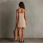 Vestido corto playero con cuello pico y espalda descubierta - vista 2