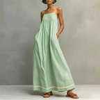 Vestido largo boho de rayas con volantes y tirantes finos - vista 3