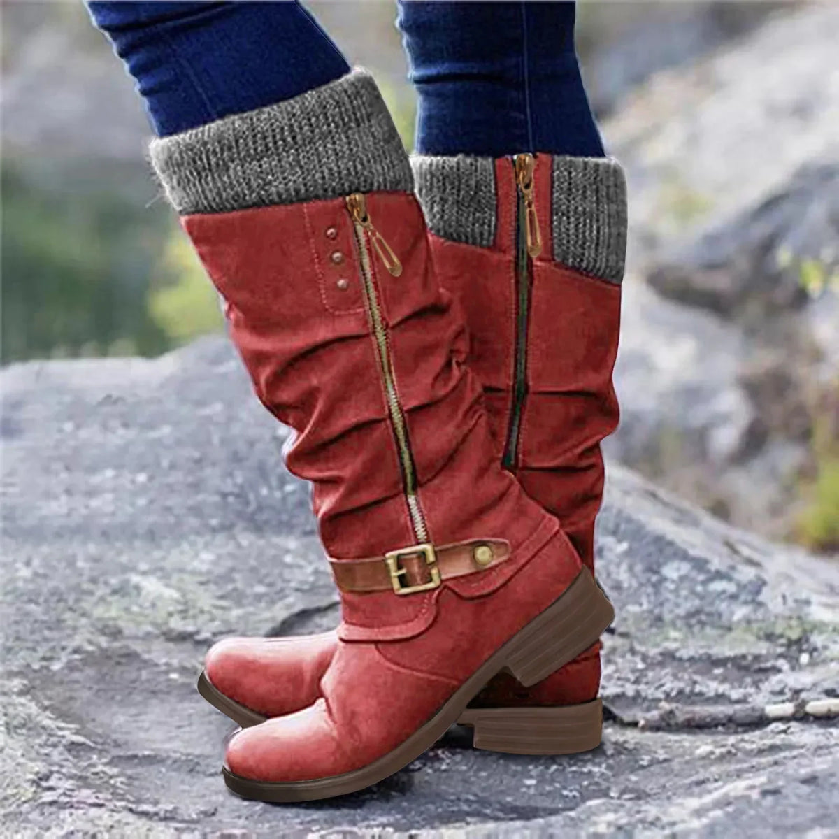 Botas altas vintage de mujer con punta redonda - vista 6