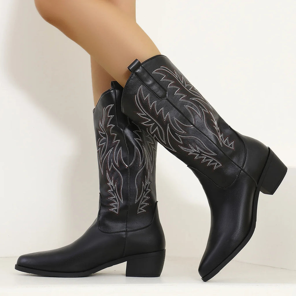 Botas camperas de mujer de media caña con tacón ancho - vista 4
