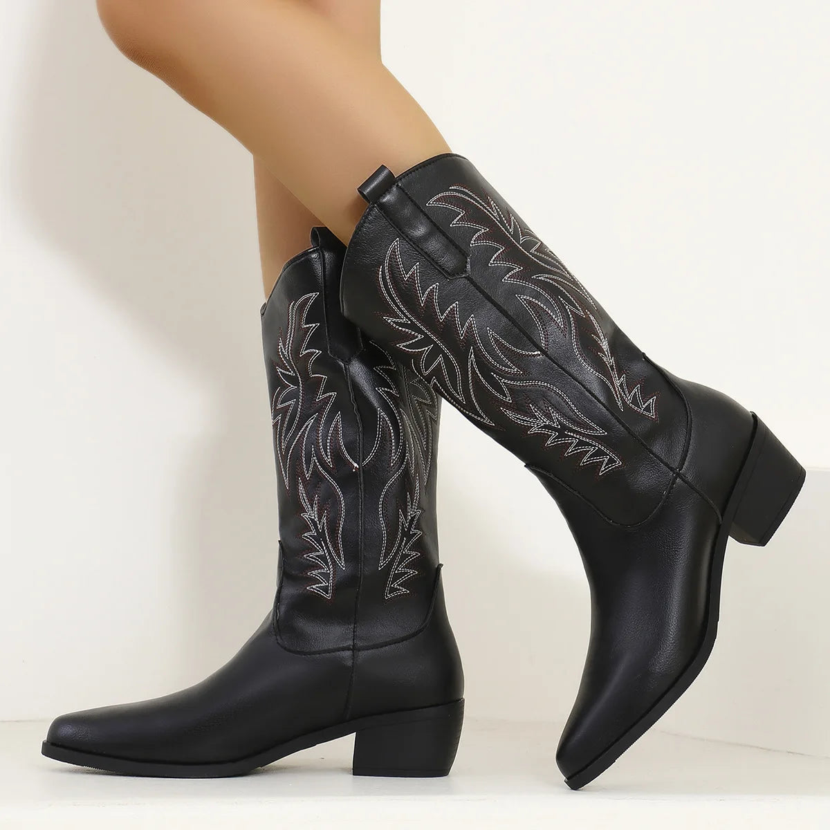 Botas camperas de mujer de media caña con tacón ancho - vista 4