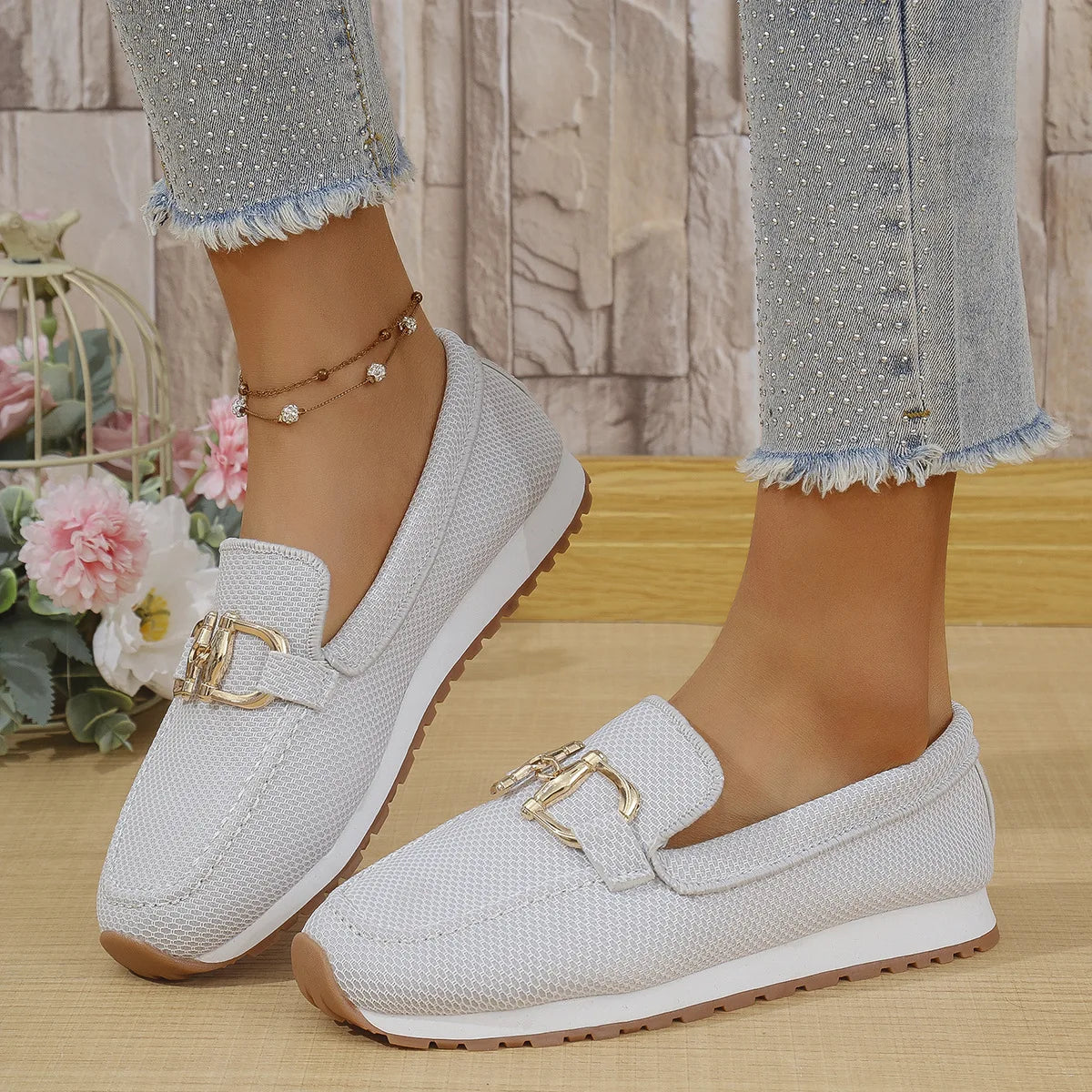 Mocasines casuales de lona con hebilla metálica - vista 5
