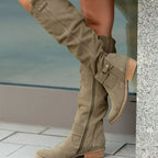 Botas altas de ante con tacón bajo y cremallera lateral - vista 6