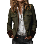 Blazer de mujer verde militar con cuello de solapa - vista 5