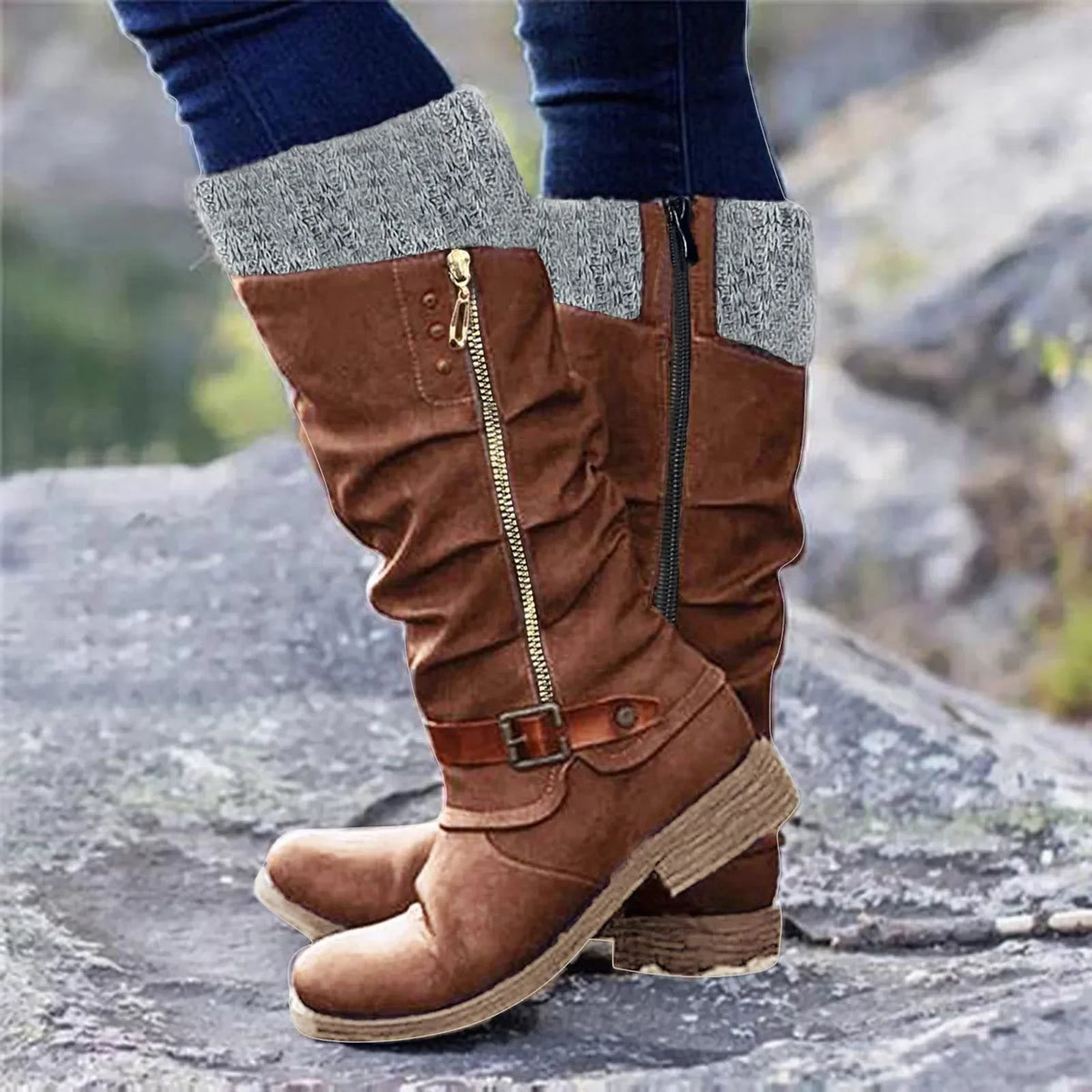 Botas altas vintage de mujer con punta redonda - vista 7