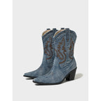 Botas vaqueras bicolor de mujer con tacón grueso - vista 6