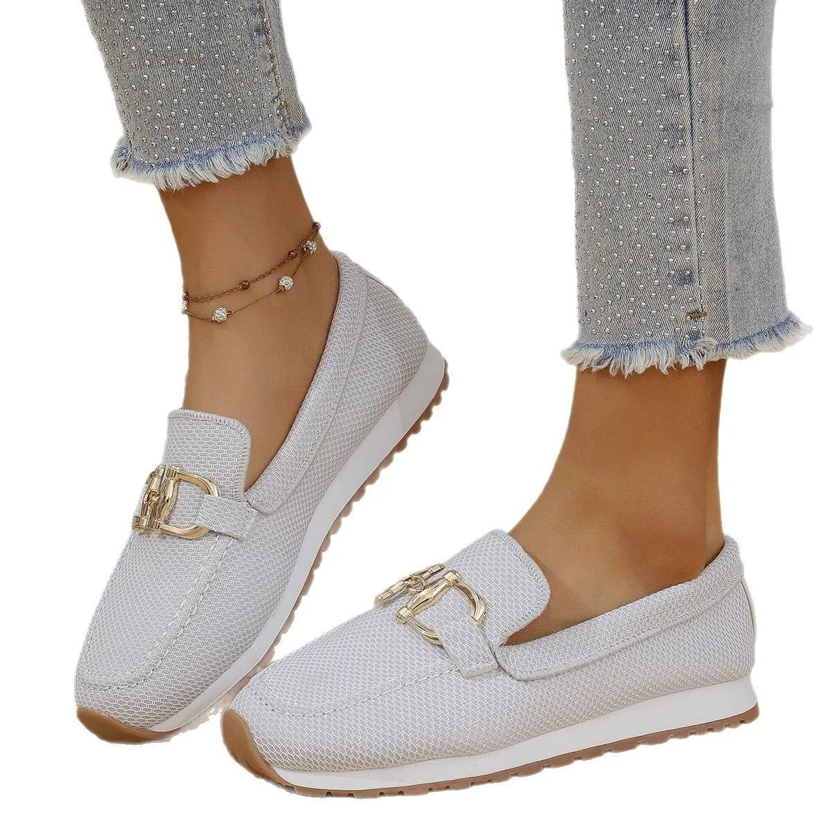 Mocasines casuales de lona con hebilla metálica - vista 4