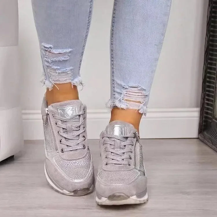 Zapatillas de mujer con plataforma y cordones - vista 3