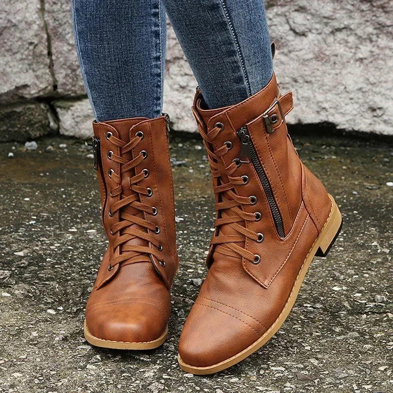 Botines de cordones con tacón cuadrado - vista 3