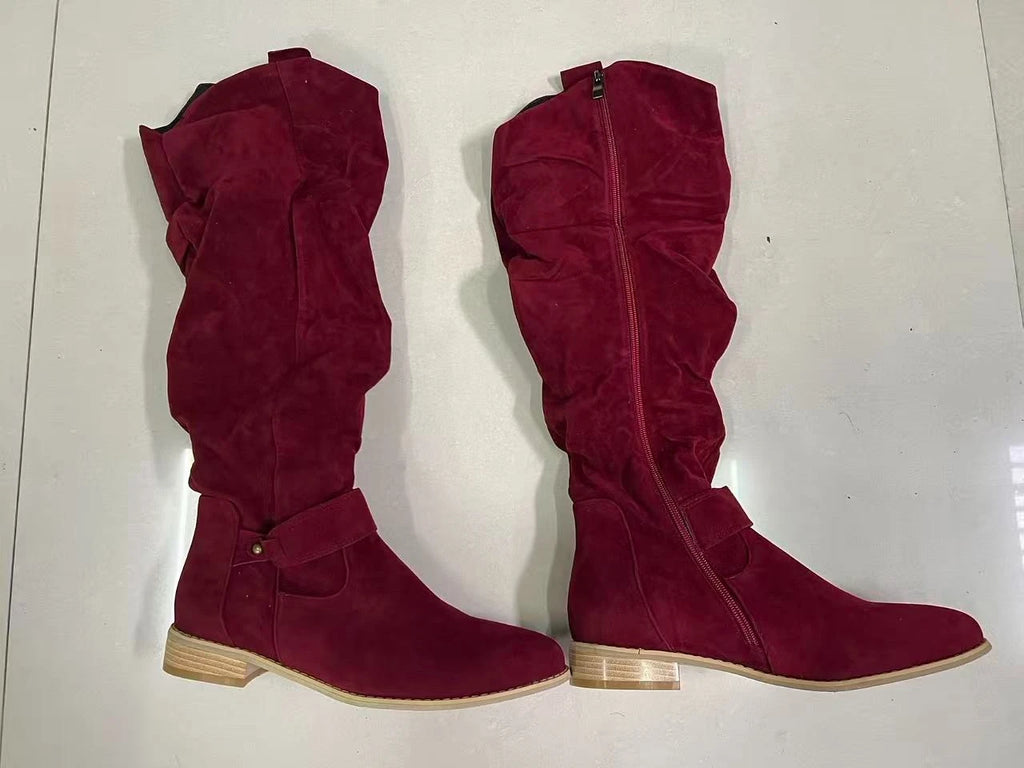 Botas altas de ante con tacón bajo y cremallera lateral - vista 8