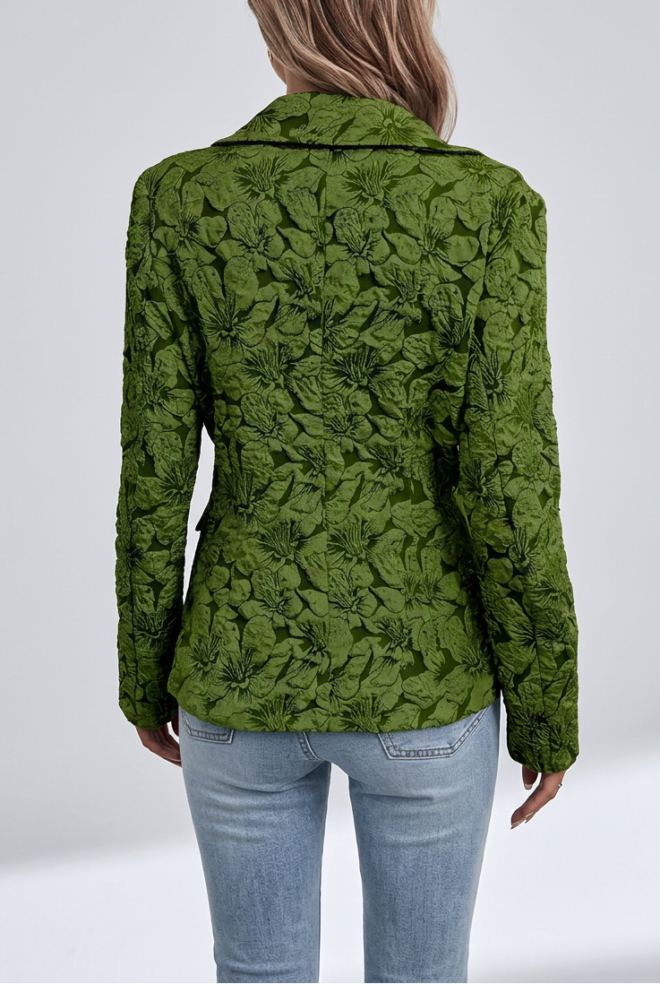 Blazer corto de mujer con estampado jacquard de lirios - vista 2