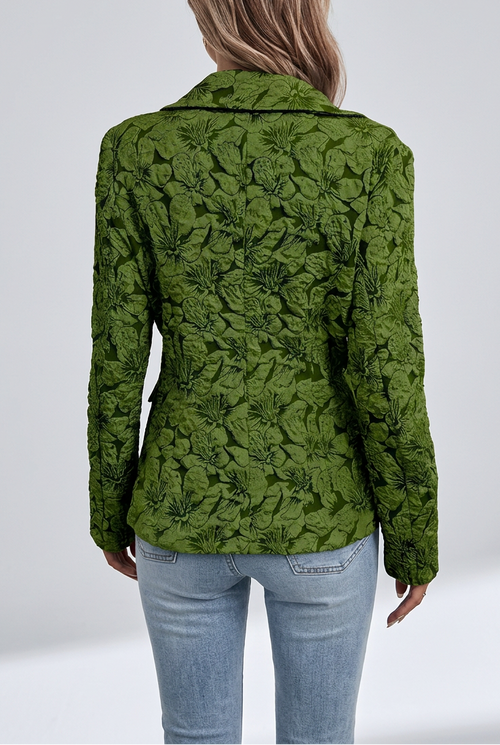 Blazer corto de mujer con estampado jacquard de lirios - vista 2