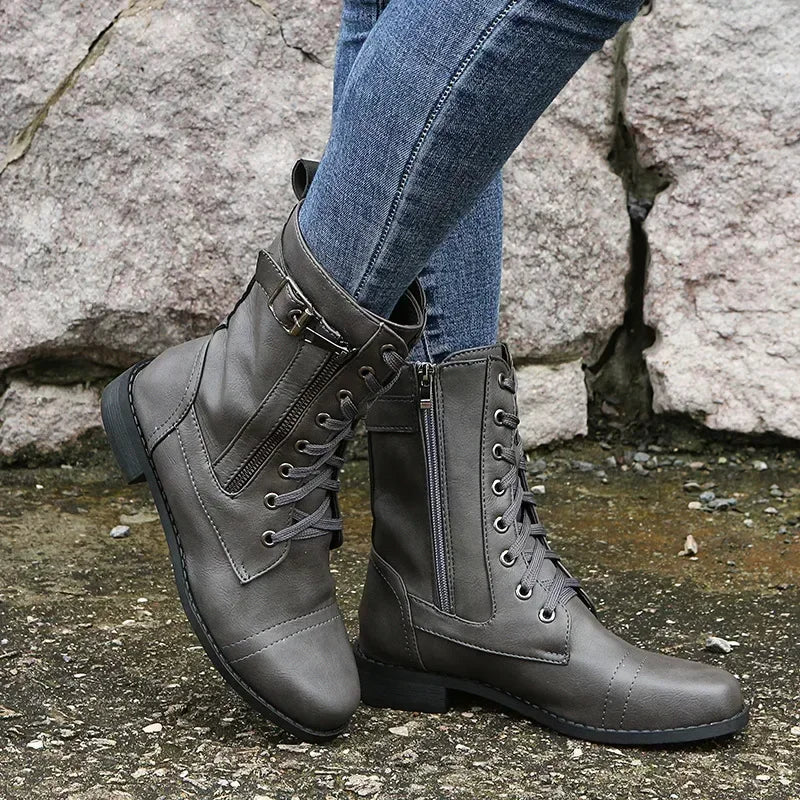 Botines de cordones con tacón cuadrado - vista 2