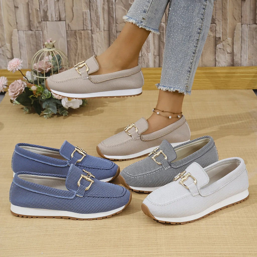 Mocasines casuales de lona con hebilla metálica - vista 2