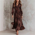 Vestido largo bohemio con estampado de cachemira y mangas abullonadas - vista 3