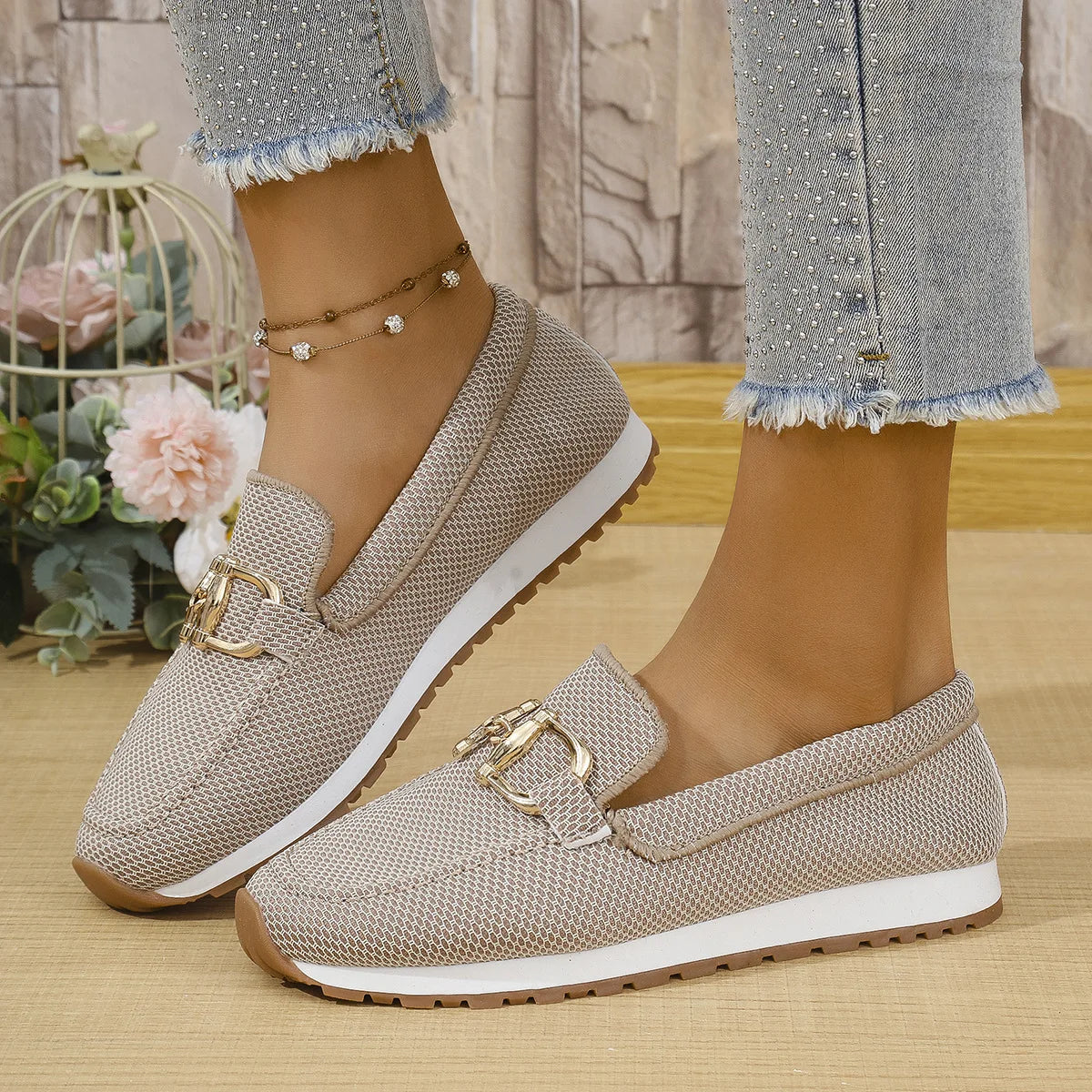 Mocasines casuales de lona con hebilla metálica - vista 7