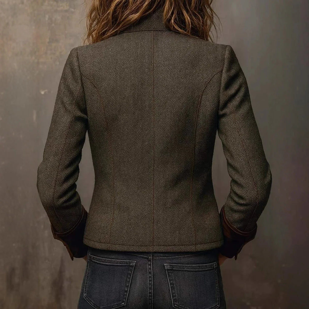 Blazer de mujer verde militar con cuello de solapa - vista 3