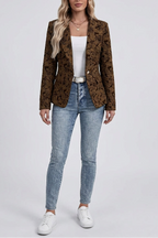 Blazer corto de mujer con estampado jacquard de lirios - vista 7