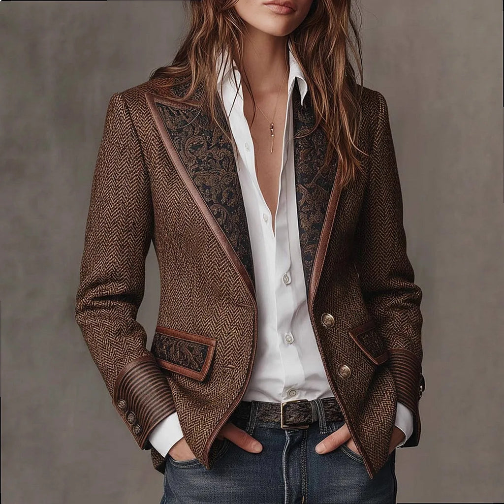 Chaqueta de lana con cuello sastre en color contraste - vista 5