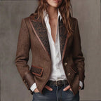 Chaqueta de lana con cuello sastre en color contraste - vista 5