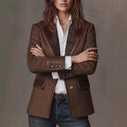 Chaqueta de lana con cuello sastre en color contraste - vista 7