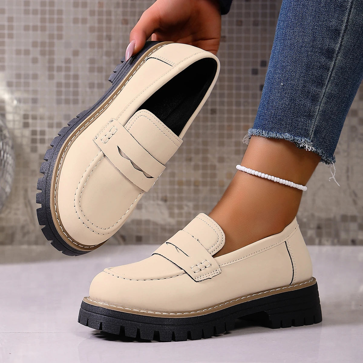 Mocasines de mujer con suela gruesa y punta redonda - vista 4