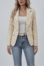 Blazer corto de mujer con estampado jacquard de lirios - vista 4