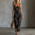 Vestido largo de rayas con tirantes y espalda abierta - Zenvora