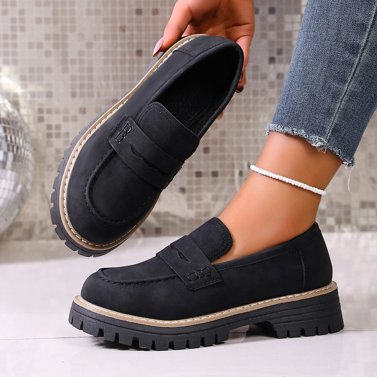 Mocasines de mujer con suela gruesa y punta redonda - vista 3