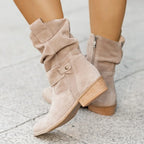 Botines de ante con tacón bajo - Zenvora