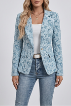 Blazer corto de mujer con estampado jacquard de lirios - vista 6